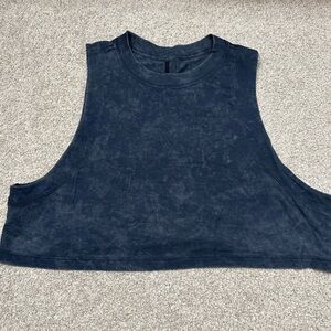Lululemon All Yours Crop Muscle Tank *Wash Cloudy Wash True Navy sz6 EUC